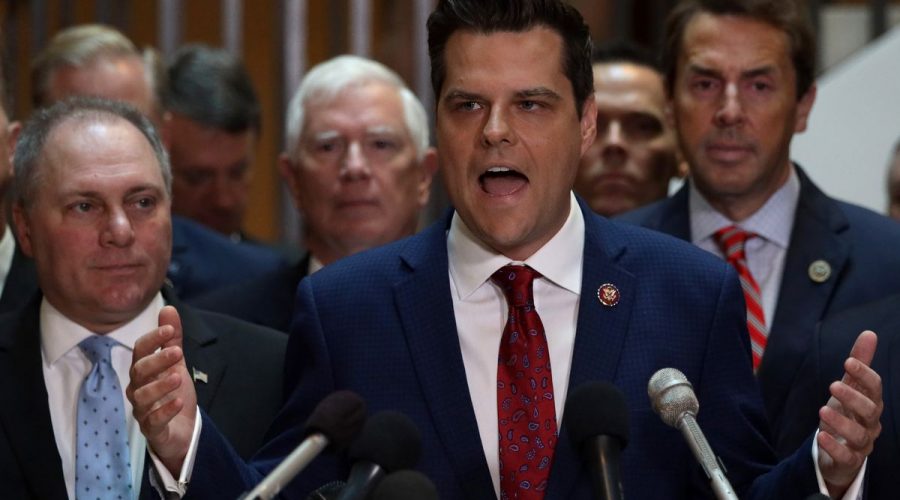 Matt Gaetz shouts from the crowd storming the Congressional SCIF