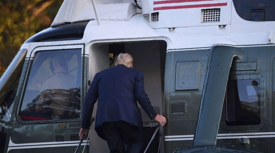 Trump leaves in helicopter. Where's Melania?