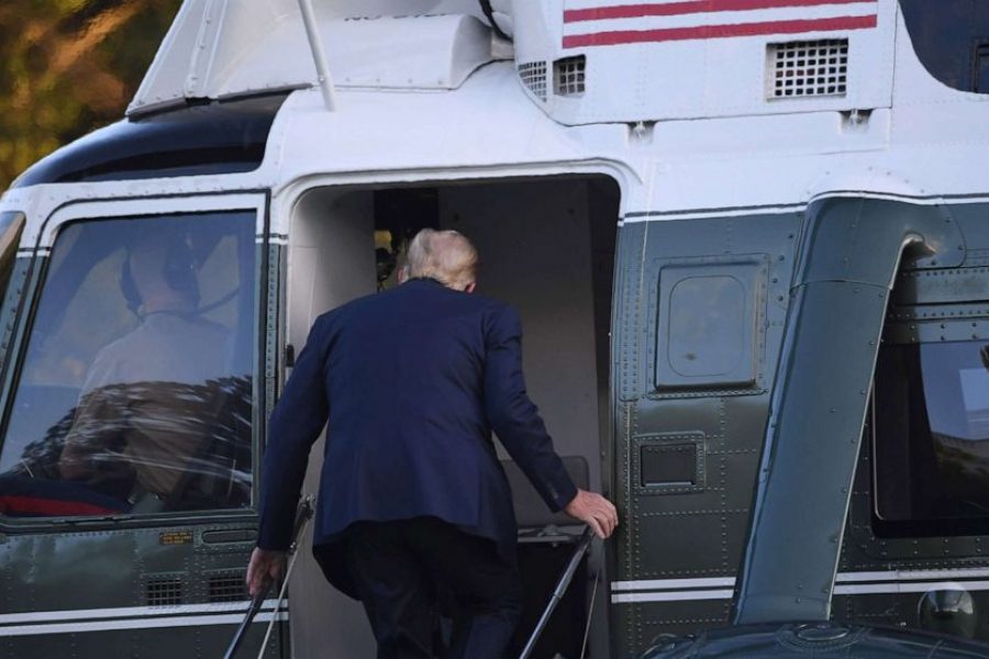 Trump leaves in helicopter. Where's Melania?